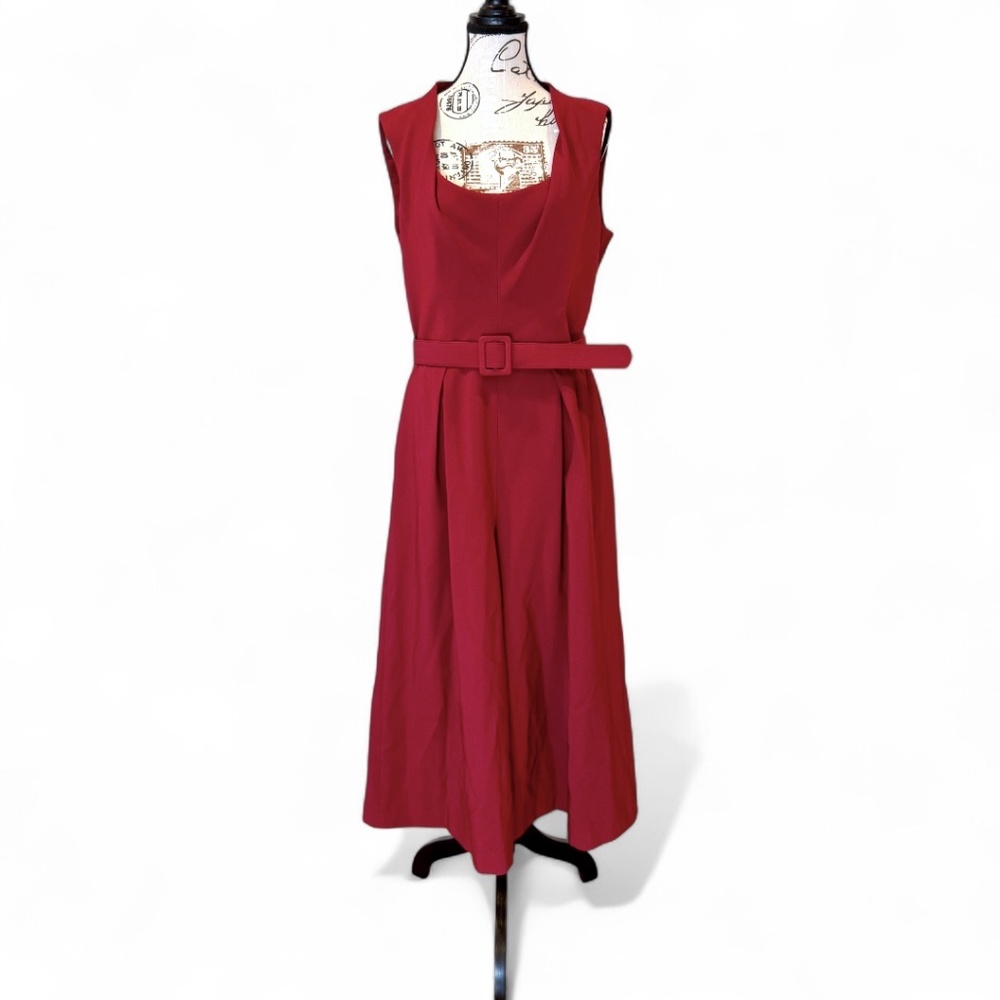 KAY UNGER Grace ruby wine cropped jumpsuit size 14